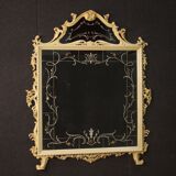 Italian lacquered mirror with floral decorations from 20th century