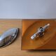 Pair of vintage square wall lights in glass and chrome - Space Age design