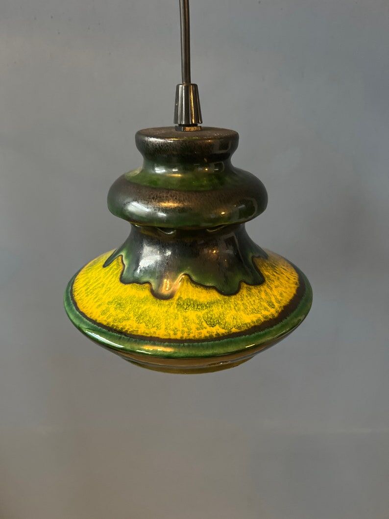 Green pendant lamp west Germany ceramic Fat Lava