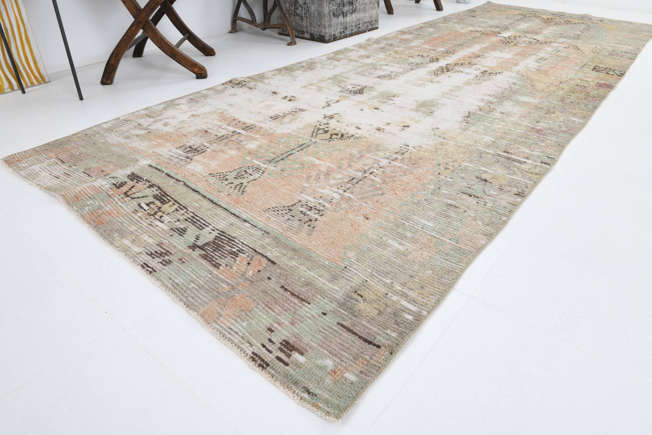 4x11 Long Wide Soft Beige Vintage Runner Rug, 116x334Cm FREE SHIPPING