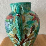 Spanish ceramic vase aquatic decoration