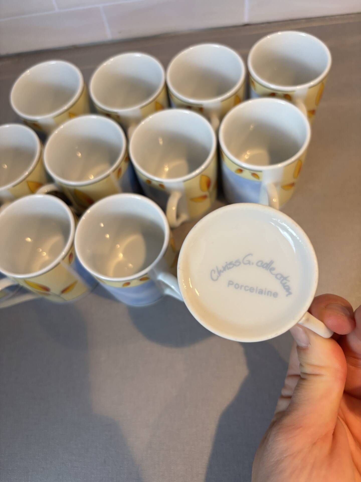 Set of 12 vintage porcelain cups – floral design