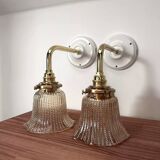 Pair of gold tulip wall sconces