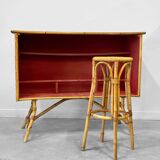 Bamboo bar set and 2 stools