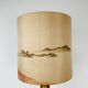 Vintage turned wood lamp, silk lampshade