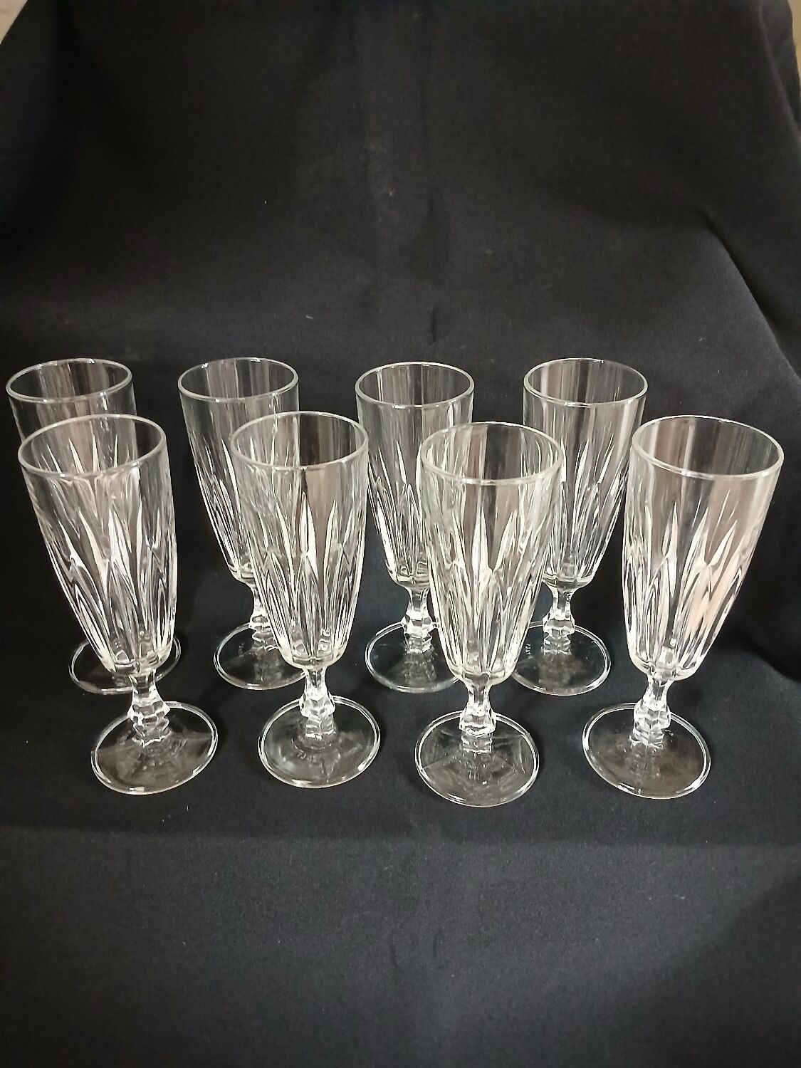 8 antique champagne flutes