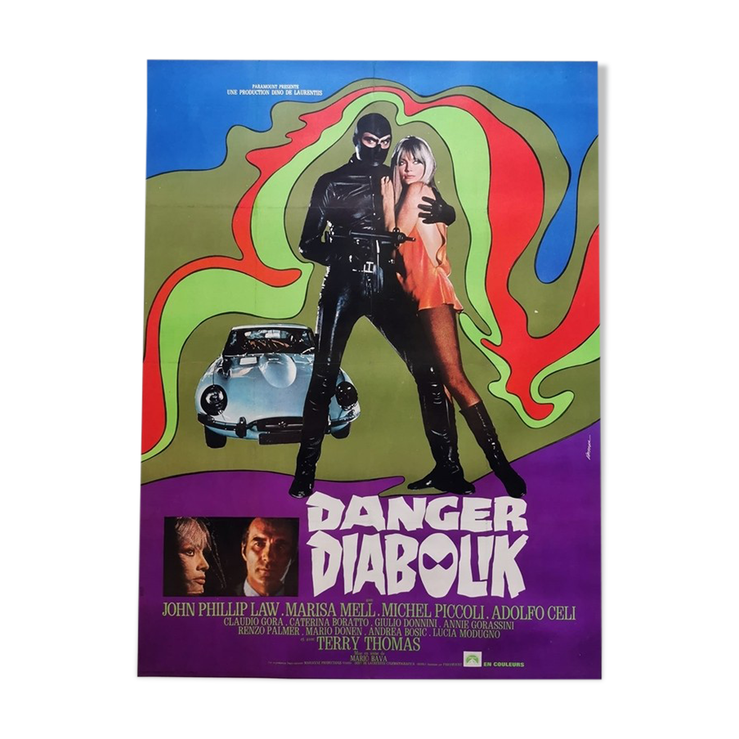 Original poster of 1968 danger diabolik mario bava jaguar type e