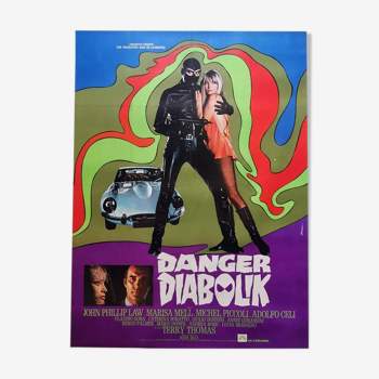 Affiche originale de 1968 danger diabolik mario bava jaguar type e