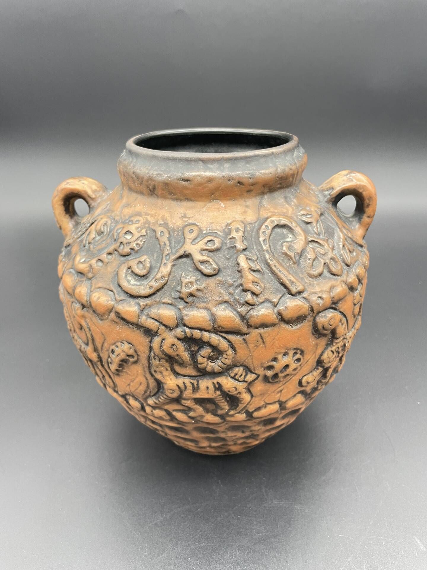 Vintage Jasba ceramic vase with reliefs of fantastic animals – All