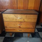 Chest of drawers vintage 1960 raw wood