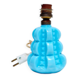 French 1950s Bale Shape Blue Opaline Glass Lamp Bulbous Gourd Cotton Bale