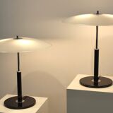 Lampes de table en acier et en verre laiteux par Ikea, années 1970