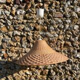 Vintage 1970s woven rattan pendant light