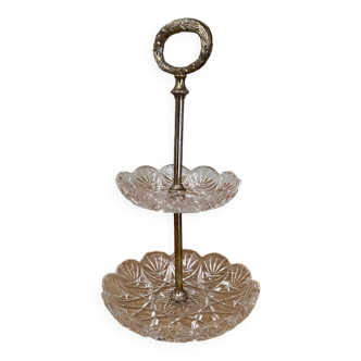 Servant or vintage jewelry holder in glass and silver metal