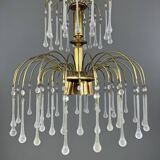 Lustre en laiton doré et pampilles de verre, XXe siècle