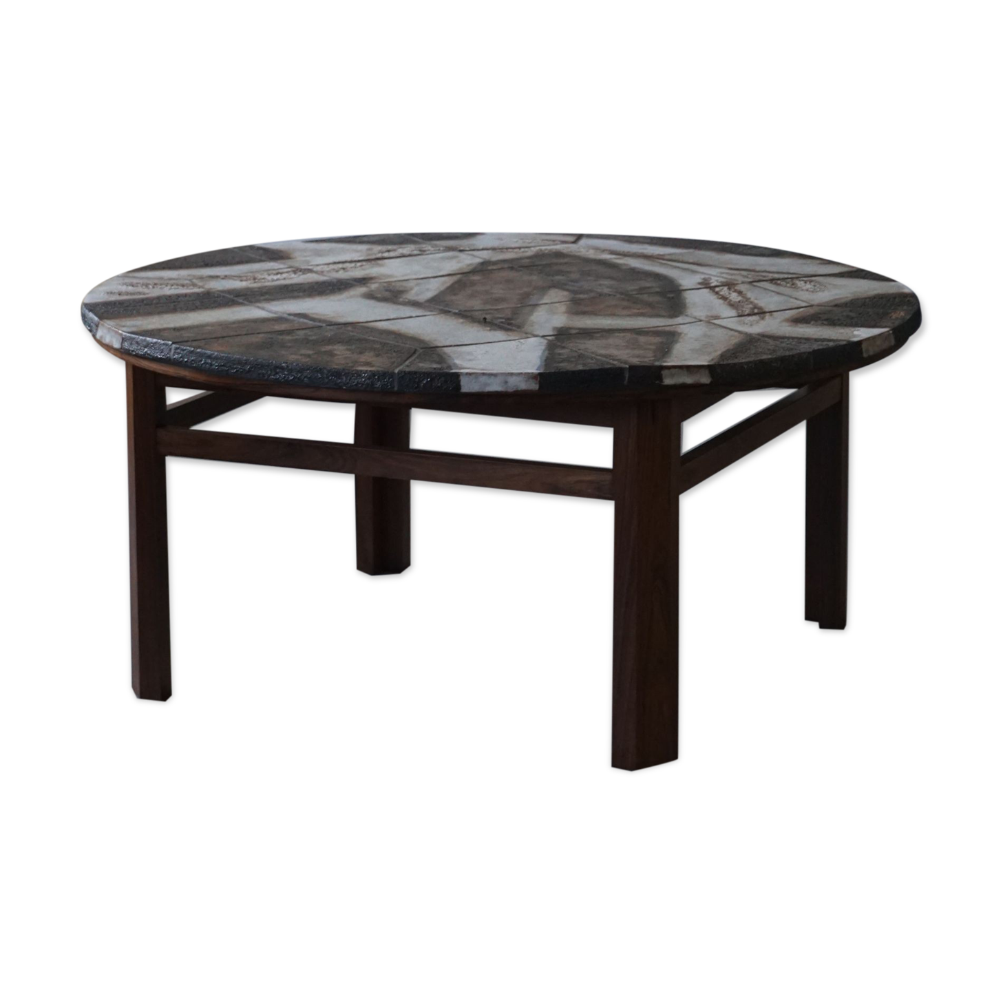 Mid century coffee table by Ole Bjorn Krüger in Stoneware and Rosewood, 1960s