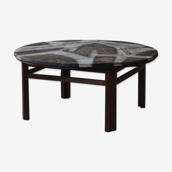 Mid century coffee table by Ole Bjorn Krüger in Stoneware and Rosewood, 1960s