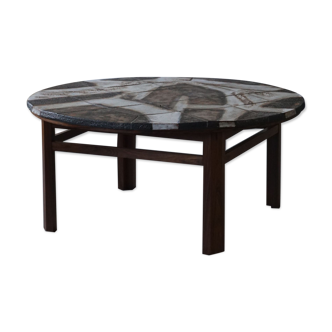 Mid century coffee table by Ole Bjorn Krüger in Stoneware and Rosewood, 1960s