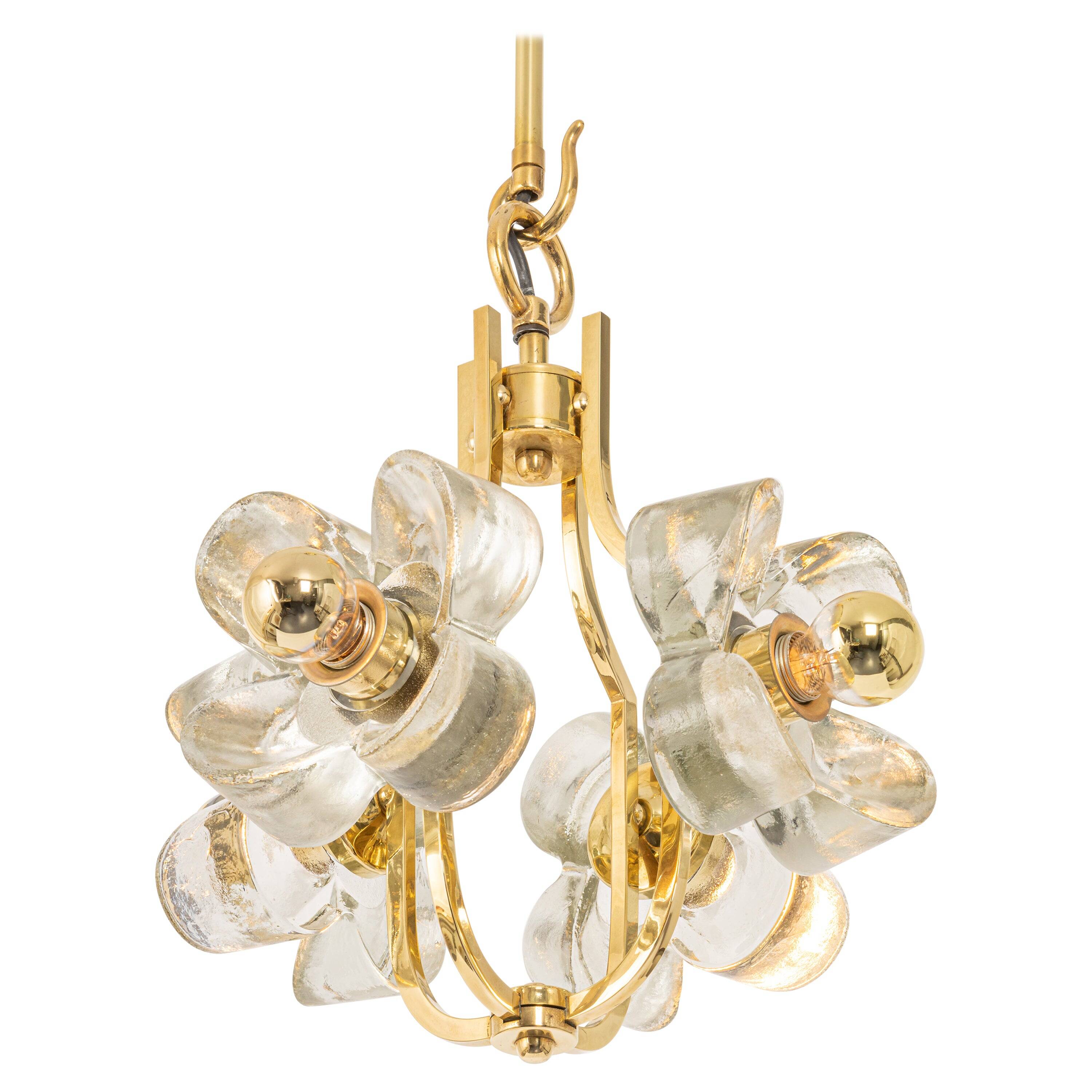 Small brass and crystal glass pendant by Sische, Germany, 1970s.