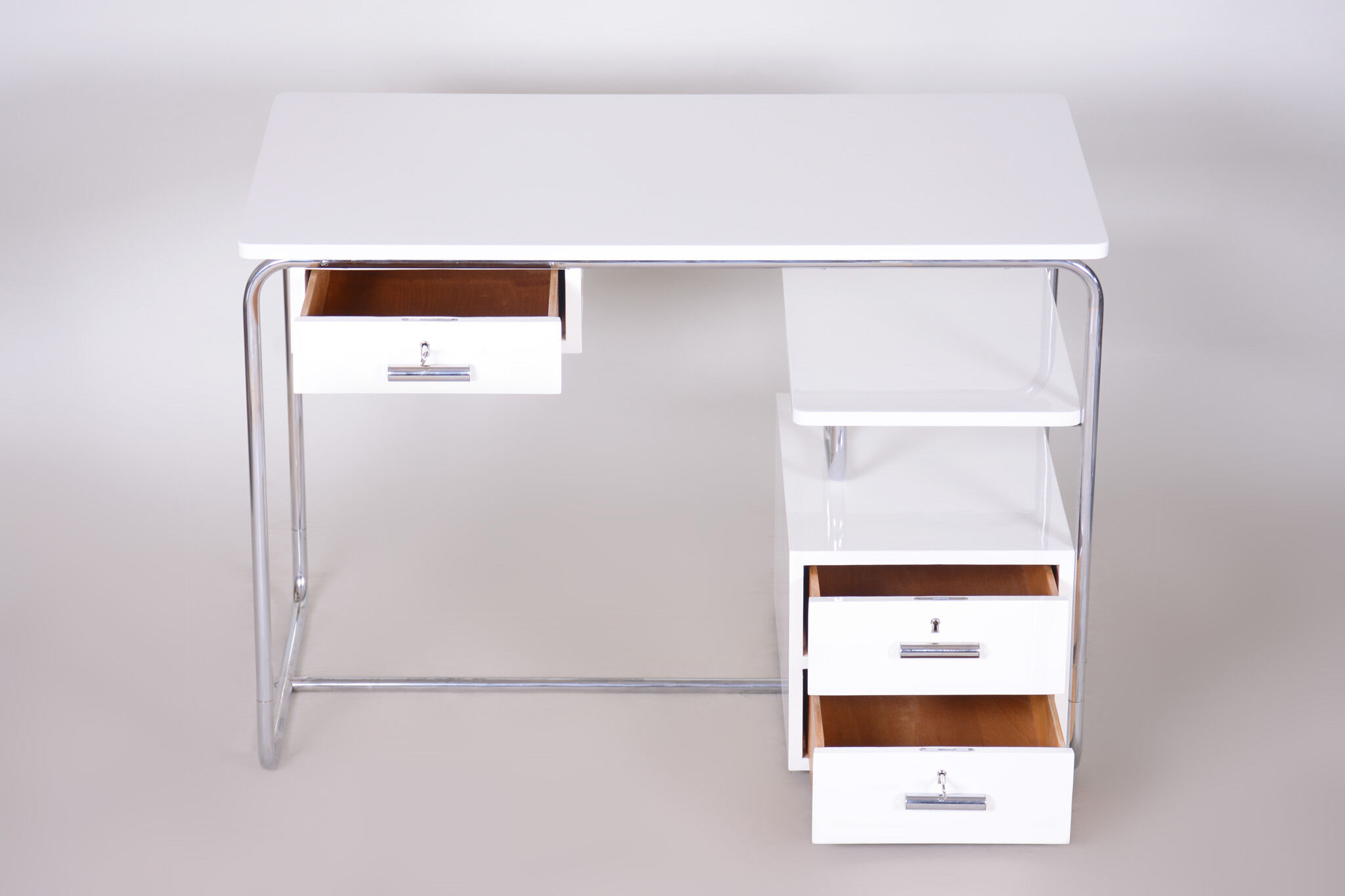 White Bauhaus writing desk made in 1930s Germany - Restored