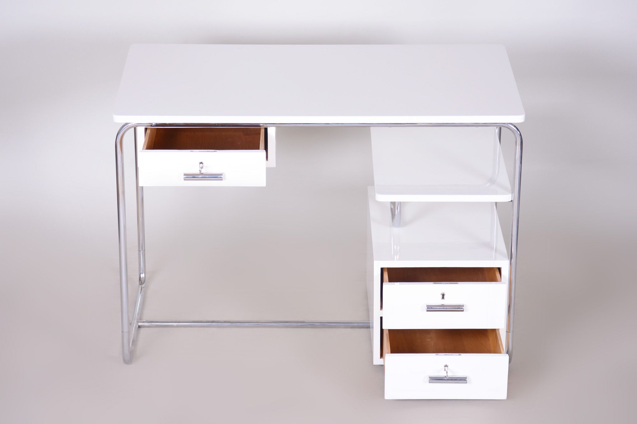 White Bauhaus writing desk made in 1930s Germany - Restored