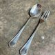 2 Christofle silver-plated serving cutlery, "Spatours" pattern.