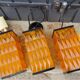 Set of 3 suspensions from the 70s in orange plastic diamond tips