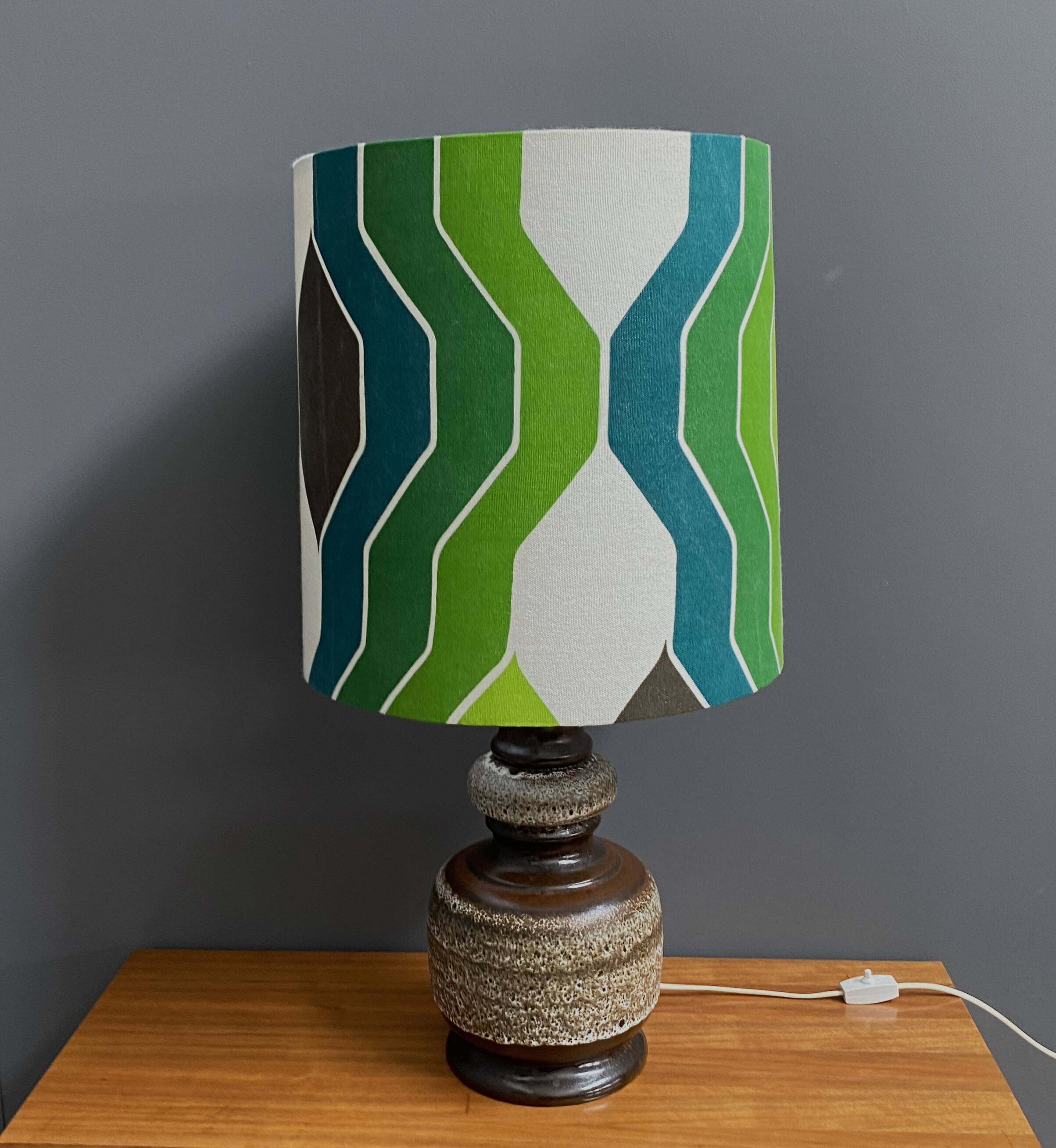 Ceramic table lamp green shade by  Hustadt-leuchten 1970s