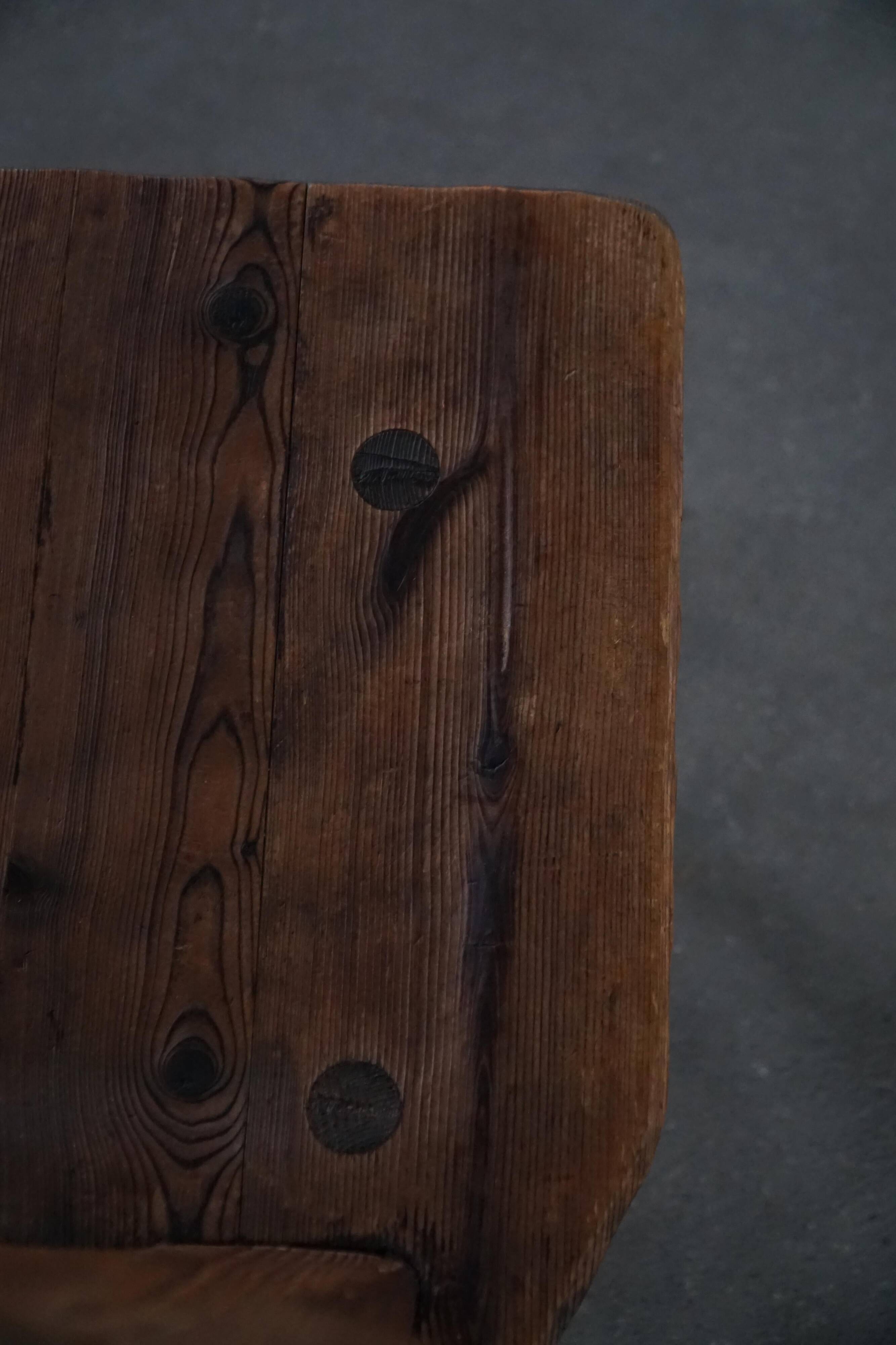 Mid-century Swedish ensemble, set of 4 "Sports Cabin" chairs handmade in pine, 1940s.