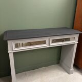 Superb matte black console with a natural top.