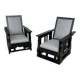 Important Pair Of Black Lacquered Rocking Armchairs Circa 1920 - 30