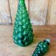 Italian decanter made of green empoli glass grape-shaped bubbles - vintage