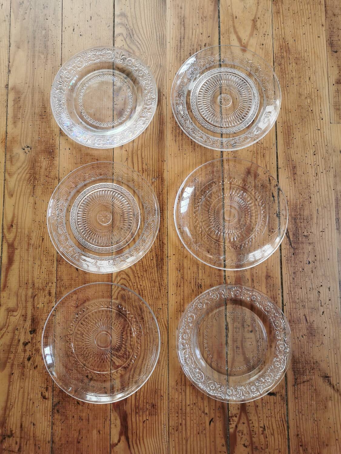 Vintage Mismatched Glass Dessert Plates