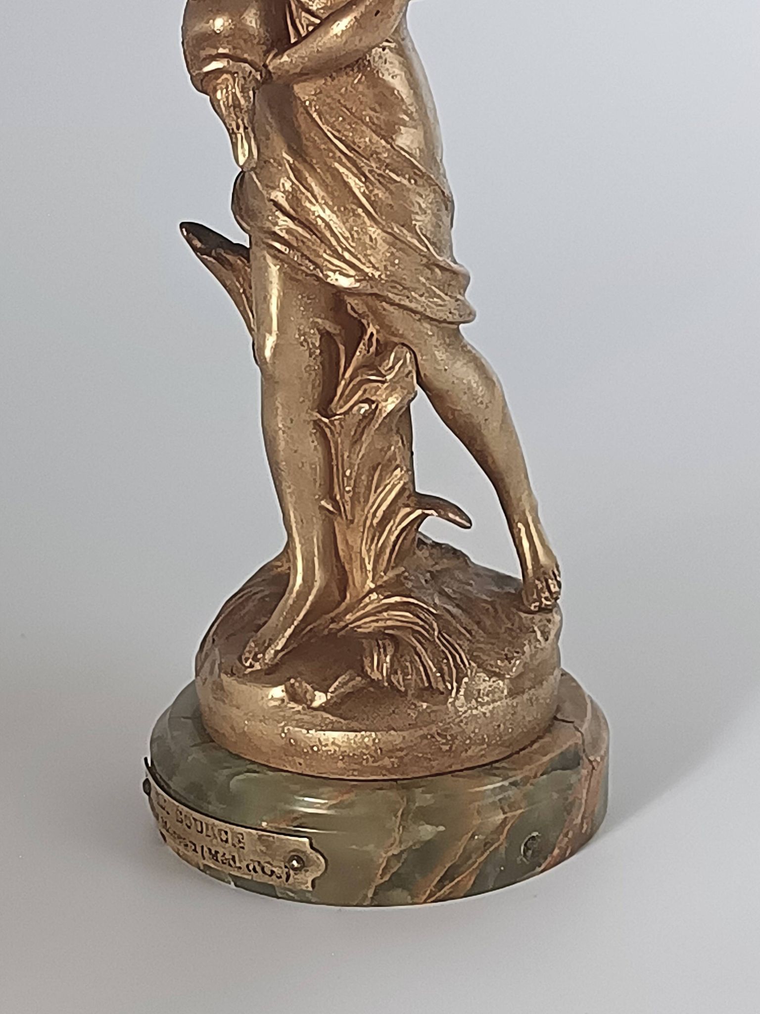 Old Regule Statuette The Source Auguste Moreau Base Green Onyx 19 cm