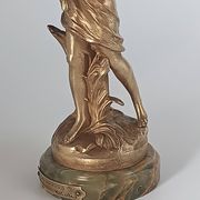 Old Regule Statuette The Source Auguste Moreau Base Green Onyx 19 cm