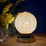 Beautiful table lamp, vintage Art Deco glass globe from Clichy in pink. Diameter