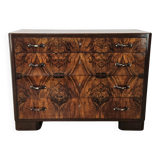 Art Decò chest of drawers from the 1940s in mahogany and briar