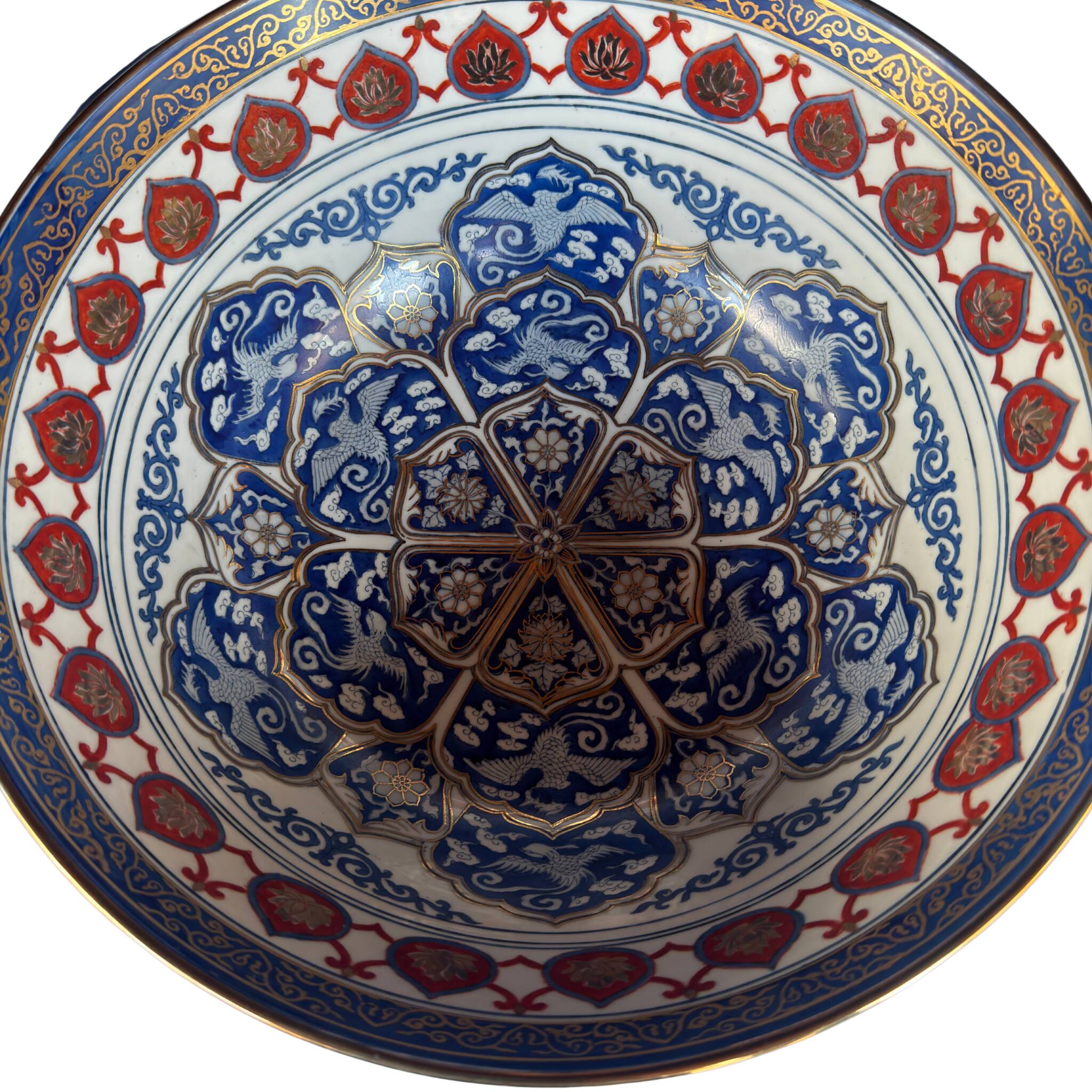 Grand bol japonais en porcelaine – style Imari – peint à la main – phénix e