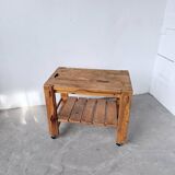1980 pine wheeled console table