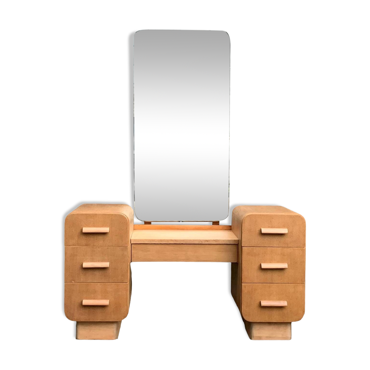 Art Deco dressing table in raw oak produced by Tatra Nabytok Czechoslovakia 1950