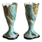 Paire de vases barbotine anciens