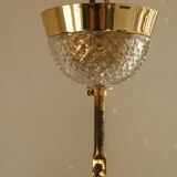 Hollywood Regency Brass & Crystal Glass Ceiling Lamp by Christoph Palme for Palwa