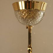 Hollywood Regency Brass & Crystal Glass Ceiling Lamp by Christoph Palme for Palwa