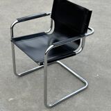 Set of 4 design cantilever chairs black and chrome design made in Italy