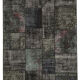 Hand-Knotted Oriental Overdyed 173 cm x 243 cm Black Patchwork Carpet