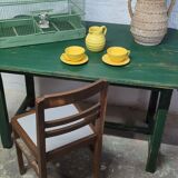 Old green farm table