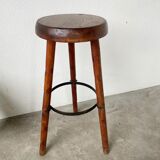 High tripod oak stool