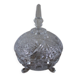 Cut glass sugar bowl on a stand