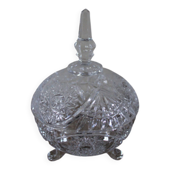 Cut glass sugar bowl on a stand