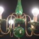Art Deco Brass and Painted Terracotta Chandelier, 1950s